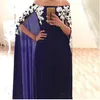 Chiffon Lace Evening Dresses with Cape strapless Saudi Arabia Vestidos De Festa Long Party Dress Prom Formal Pageant Celebrity Gowns