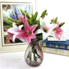 3 têtes Charme Real Touch Lily 38cm Fleur Artificielle Maison Décoration De Fête De Mariage Soie Décoration Florale Bouquet