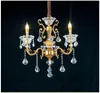 Frete grátis Bronze antigo candelabro de cristal Lingting luxo Latão cristal Lamp Luster Suspensão Início Iluminação decorativa