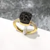 Joyería caliente, venta al por mayor, anillos de borde de rosa de oro y plata con microincrustaciones de circonio de moda con forma de panal de diamante