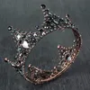 Barock Schwarze Brautkronen Kristall Gotische Hochzeit Tiaras Strass Rose Gold Überzogene Günstige Heiße Verkauf Hochzeit Haarschmuck