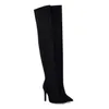 Plus size 32 to 42 to 48 red synthetic suede pointed high heel over the knee thigh high boots orange black 11cm1448397