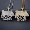 Iced Out Gold Silver Plated BREAD GANG Pendant Necklace Micro Zircon Charm Men Bling Hip Hop Jewelry Gift284F