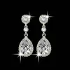 Shining Mode Kopen One Krijgen Kristallen Oorbellen Zilveren Steentjes Lange Drop Earring voor Vrouwen Bruids Sieraden 5 Kleuren Huwelijkscadeau voor Vriend