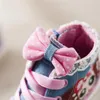 2019 populaires filles en denim plat chaussures dessin animé dentelle haute pour aider les enfants à s'incliner chaussures en toile Princesse casual chaussures respirantes pour enfants