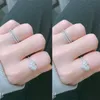 Enkelt Mode Söt Söta Modesmycken 925 Sterling SilverRose Guldfyllning Pave Vit Safir CZ Diamant Kvinnor Bröllopsring present