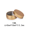 Gold 15ml Aluminum Containers Packaging Jars Small 15g Cosmetic DAB Tool Storage Wax Metal Cans 15 ml g Balm Gloss Makeup Oil Lip Essense Cosmetics Nail Polish Tin Box