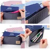 Ny Canvas Zipper Pencil Case Simple Striped Grid Pag Bag School Pencil Makeup Pouch Cosmetics Storage Bags Office Stationery