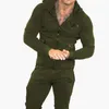 Autumn Winter Men Sportswear Hoodie Two Piece 2019 New Plus Velvet Thicken Workout Clothes Men's Sports Suits Zipper Jacket