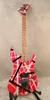 electric guitar Red, white and black color Alder body and maple neck striped Tremolo system guitar in stock free shipping