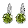 Luxury Austrian crystal Rhinestone Dangle Earrings 8color Cubic zirconia CZ Drop Hoop Silver Ear hook For women Fashion Jewelry Gift