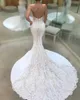 2024 Sexy Simple Simple Mermaid Wedding Wedding Vestidos Sweetheart Illusion Lace Appliques Train Sleeveless Train Open Backtail Bridal Vestidos 403