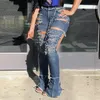 Dihope 2020 сексуальные открытые рваные джинсы женские индивидуальные джинсовые брюки с высокой талией Femme Bodycon Club узкие брюки плюс размер