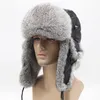 High Quality Mens Women Rabbit Hair Fur Winter Hats Trapper Hat With Ear Flaps Warm Snow Caps Russian Thicken Hat Bomber Cap