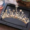 Trendy Stars Crowns With Earrings Tiara And Crown Wedding Hair Accessories trombone Bridal Hair Jewelry Noiva Women Diadem CJ191226
