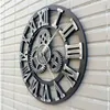 Horloge murale rétro à équipement industriel, décorative, suspendue, chiffres romains, décoration murale à Quartz, décoration de maison, 2098