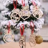 3.8x2.8 inch Kerstletter Hout Hart Bubble Patroon Ornament Kerst Tree Decorations Home Festival Ornamenten Hang Gift DHL