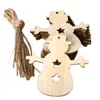 10pcs/set Christmas Deer DIY Wooden Pendant Hanging With Linen Ropes Ornament Crafts Party Home Decor1