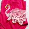 Summer Baby Girl Купальники Flamingo Parrot Swan Pattern One-Pieces Плавать с Hat 3-12Y Beach Girls Купальники Дети Дети Плавательные костюмы