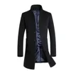 Men's Wool & Blends Casual Slim Coat Jacket Fashion 2021 Autumn Winter Single Breasted Stand Collar Long Overcoat Black Ds508131