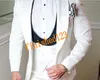 Wysokiej jakości jeden przycisk Biały Paisley Groom Tuxedos Szal Kapel Mężczyźni Garnitury 3 Sztuki Wedding / Prom / Dinner Blazer (Kurtka + Spodnie + Kamizelka + Krawat) W603