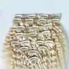 613 Bleach blonde grobe Yaki Verworrene gerade Clip in Haarverlängerungen 10pcs / set Remy Haar verworrene gerade Remy Haarverlängerung