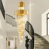 Лестничная лампа, дуплексное здание, роскошная хрустальная лампа, вилла, гостиная, здание, постмодернистские многослойные вращающиеся длинные люстры