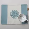 Dernière broderie joyeuse ethnique Table napperon Rectangle coton lin Table à manger tapis Patchwork chinois noël Table tampons