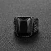 Hommes à la mode carré noir rouge pierre bague titane acier rétro chevalière Rock Punk mâle bijoux accessoires petit ami cadeau 3711967