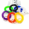 Telephone Wire Line Elastic Hair Bands Wristlet Key Ring Keychain Colorful Rope Spiral Shape Wrist Strap Keyring Key Chain Accessories