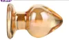 新しいゴールデンビッグアナルプラグガラスディルドセックスおもちゃ男性大人の玩具男性オナニーディルドバットプラグゲイマンエロ店AP02029 Y190716