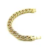 21cm Hip Hop Iced Out Crystal Gold Silver Plated Link Chain Charm Armband för män Bangle Smycken