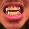 18-каратное настоящее золото полые одиночные зубы Grillz брекеты панк хип-хоп стоматологический рот клык грили зубная крышка косплей костюм хэллоуин вечеринка рэппер украшения для тела подарок оптом