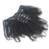 Braziliaanse onbewerkte Virgin Afro Kinky Krullend Weave African American Clip in Human Hair Extensions Natural Color Full Head 8pcs / Set 120g