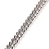 White Pink Cubic Zirconia Ice Out Two Tone Miami Cuban Link Chain Bracelets Can open Lock Women Men Bling CZ Rapper Jewelry298f