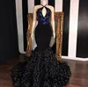 Fashion Designer Robes de bal Halter Paillettes 2019 nouveau luxe sirène robes de soirée balayage cocktail train satin Robes