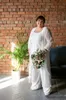 3 Piece White Lace Pant Suits Mother Of The Bride Dresses Plus Size 2020 Scoop Jumpsuit Pantsuits Evening Dress Groom Special Occasion Dress