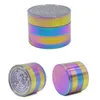 52mm 63mm 4-stycken IceBlue Rainbow Herb Grinder Alloy Zinc Metal Tobacco Herbal Grinders Rök kryddkross rökningstillbehör