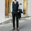 Classic nero italiano da uomo italiano smoking sposo abiti da matrimonio a due bottone a punta più taglie da ballo da ballo da ballo (giacca+gilet+pantaloni)