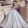 Appliques di pizzo di pizzo Abiti da sposa a-line di abiti da sposa di perline lussuosi per perline da sposa principessa vestidos de mariee plus size