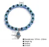 Lucky Fatima Hamsa Hand Blue Evil Eye Charms Bracelets Bangles Beads Turco Pulseras Para Mulheres Jóias GD126