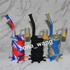 hookahs New Arrival Mini silicone dab rig Glow In Dark bongs glass water pipe silicon barrel rigs with sand bangers