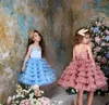 Doccake appliqued blomma flicka klänningar speciellt tillfälle för bröllop barn pareant klänningar knä längd party communion dress e43