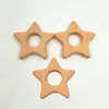 4st Natur Trästjärnan Form Tänderare Baby Teething Toy Organic Wood Teething Holder Nursing Baby Teether Soothers Infans Tandvård