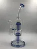 Glass Hookahs Double Chamber Arm Tree Perc Bongs Diffuser Water Pipes Oil Burner Bubbler Dab Rig Shisha with Banger 14mm Joint Blue Purple Dark Green Color