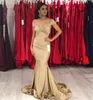 2019 Cheap Mermaid Evening Dresses Elastic Satin Off Shoulder Backless Sweep Train Plus Size Arabic Formal Prom Dresses Party Gowns Custom