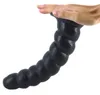 Dildo Big Anal Dildo Brinquedos Sexuais Para As Mulheres Espiral Longa Anal Plugue Beads Butt Stopper Produtos Eróticos Preto Dildo Masturbar Brinquedo T200417