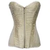 Vrouwen Bruiloft Wit Bridal Corset Brocade Jacquard Side Lace and Mesh Overbust Lace-up Pegded Bustier Rits Corset Plastic Been XS-XXL