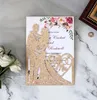 Gllitering Laser Cut Wedding Invitations Multi Colors with Loverカスタマイズされた中空折り畳みパーソナライズされた結婚式の招待状カードbw-hk317g