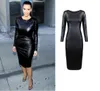 Mulheres Casual Couro Bodycon Dress Bandage Vestido Vestidos Sexy Black Pu Couro Bodycon Dress Mulheres Roupas